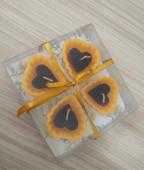 LitAuraa Yellow Heart Shape Scented Candles – Set of 4