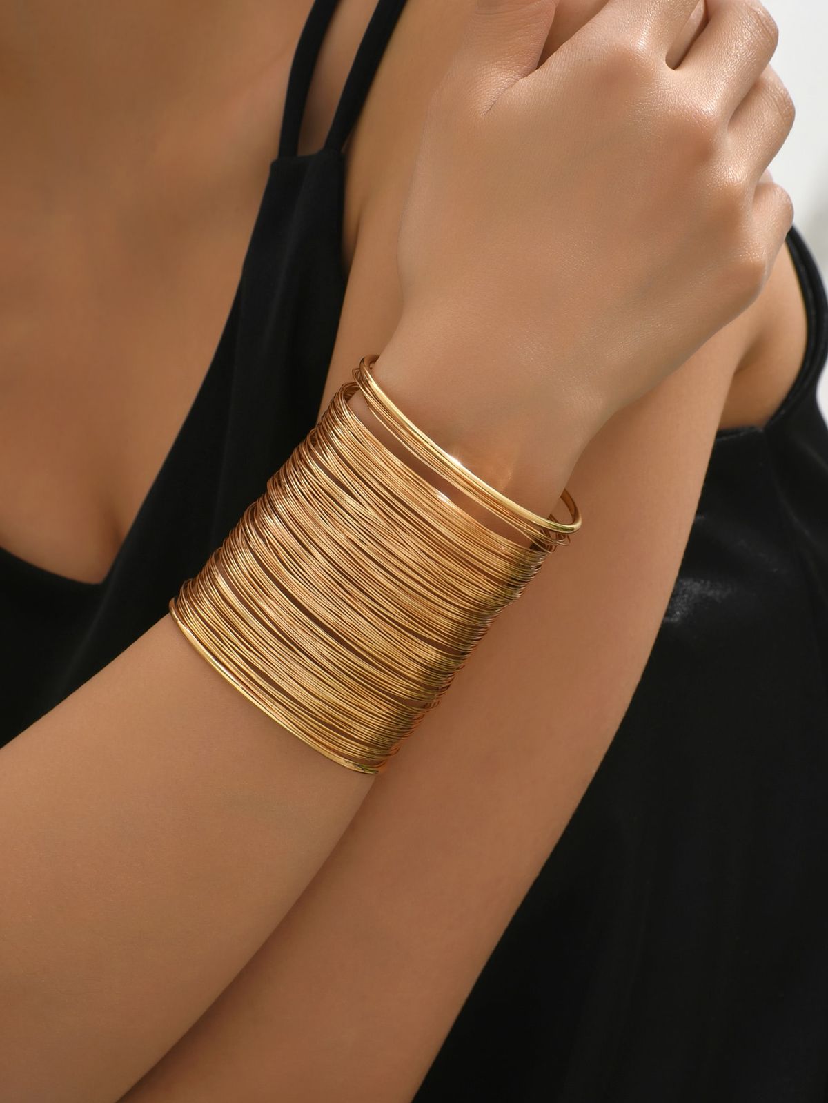 Women Gold-Plated Adjustable Cuff Bracelet