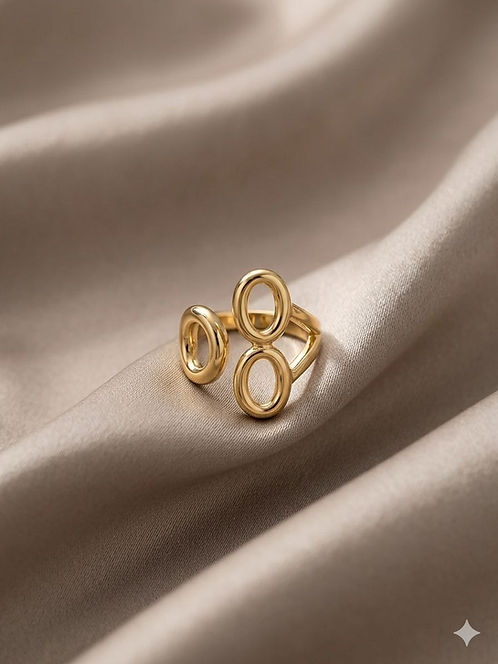 LitAuraa Gold Triple Loop Statement Ring