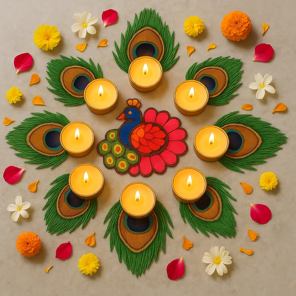 Peacock Diya Decorative Candle