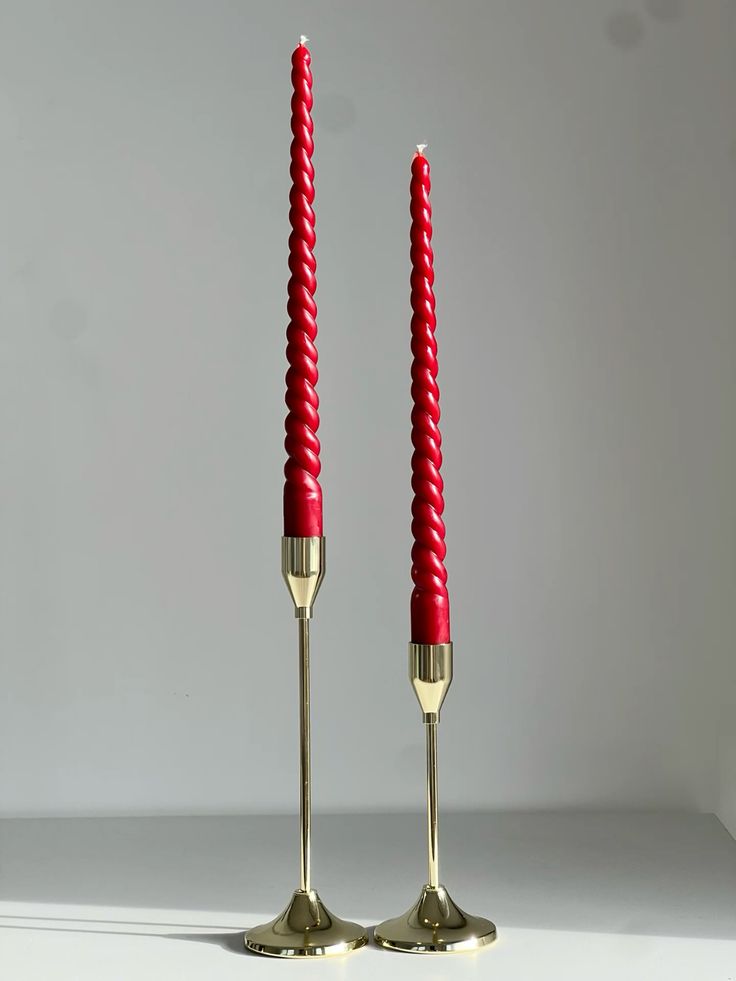 Red &amp; Gold Festive Pillar Candle – Set of 2