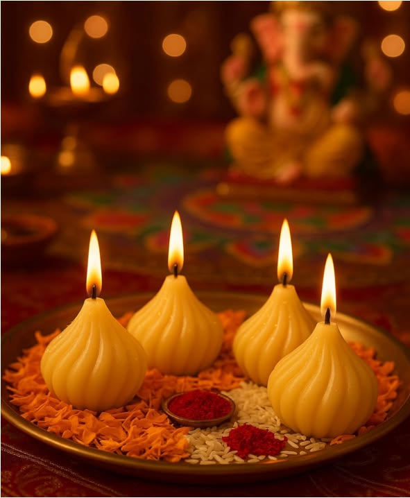 Modak Shaped Scented Wax Candles set off 4