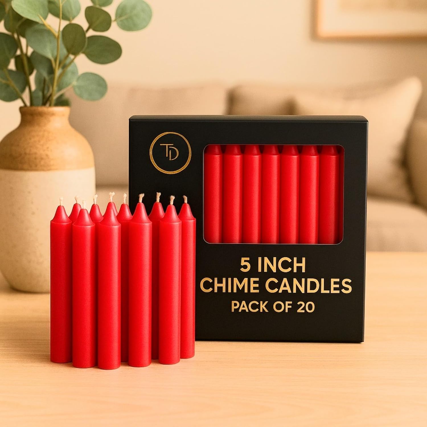 5 Inch Red Chime Candles – Pack of 20 | Unscented Spell &amp; Ritual Candles