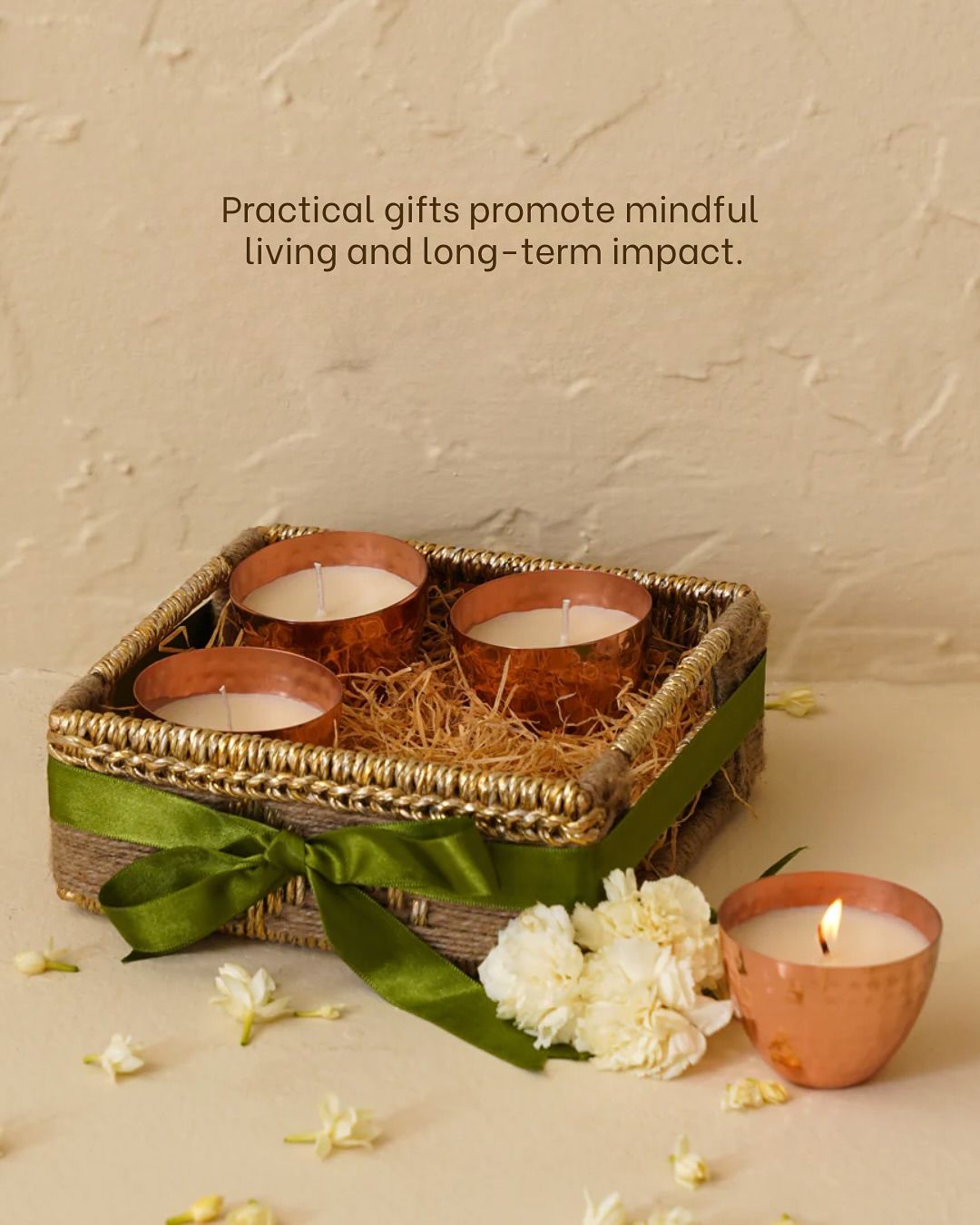 Meerabai's Light — Copper Tealight Candle Gift Basket